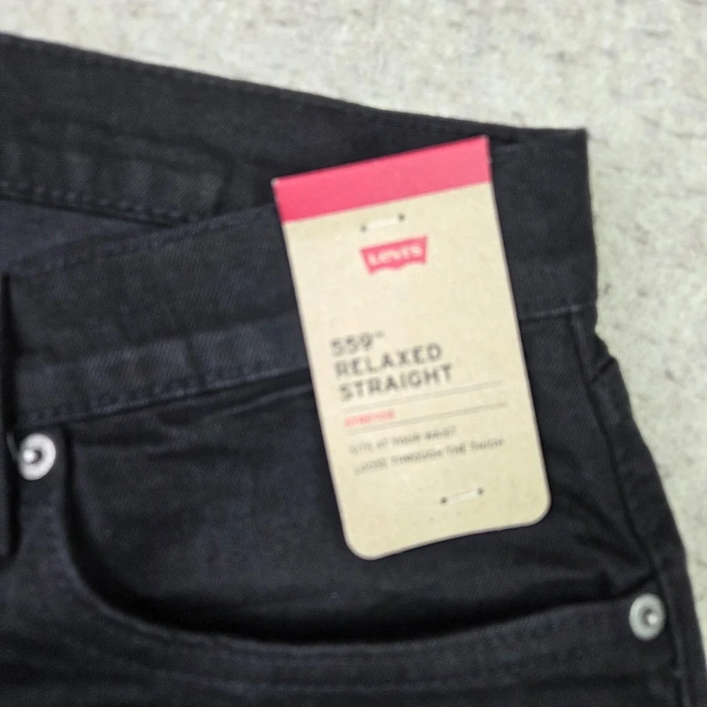 Levis 559 Relaxed Straight Jeans Mens 33x32 Black Denim 00559-0239 NEW